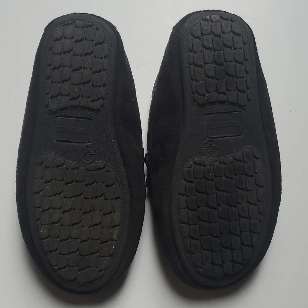 ROEBUCK & Co Black Moccasin Slippers-Kids S 11-12